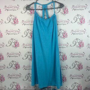 Balance outdoor Collection dress built in bra strappy Turquoise Halter Dress